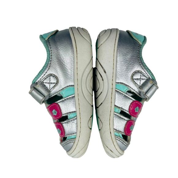 Stride Rite Soft Motion Silver Pink Flowers Shoes Sandals Size 5.5 - Picture 7 of 10